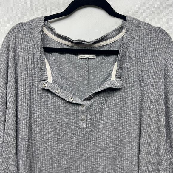 Urban Outfitters Gray Henley Women's Pullover Size Large Oversized Waffle Knit - Picture 4 of 10